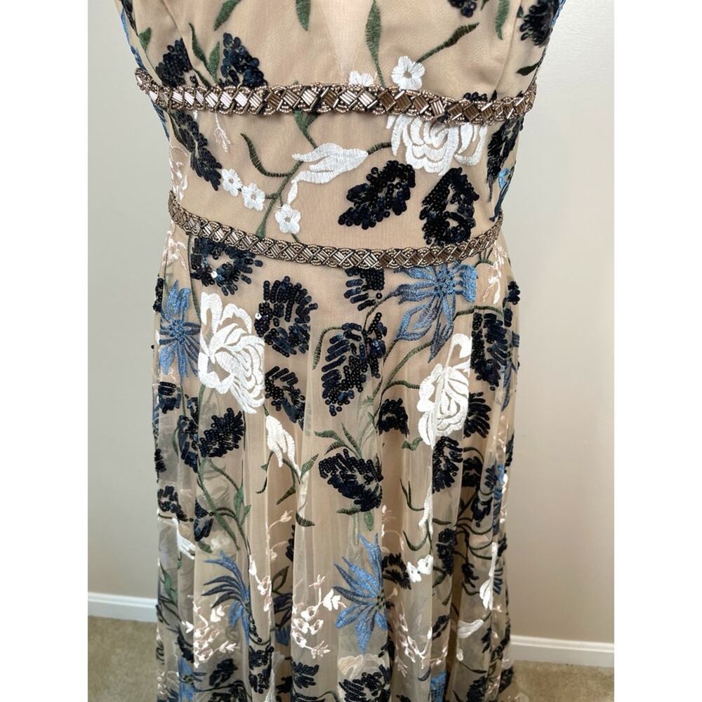 Bronx and Banco Tan Floral Maxi Dress with Black & White Embroidery - Picture 6 of 11